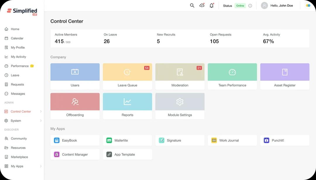 Simplified HR dashboard